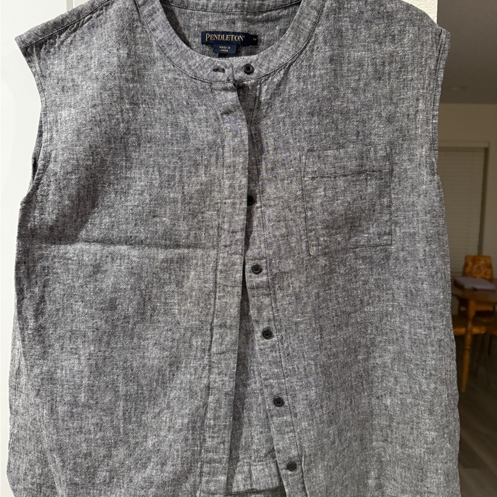 Vintage Pendleton Gray linen Sleeveless 2 piece set